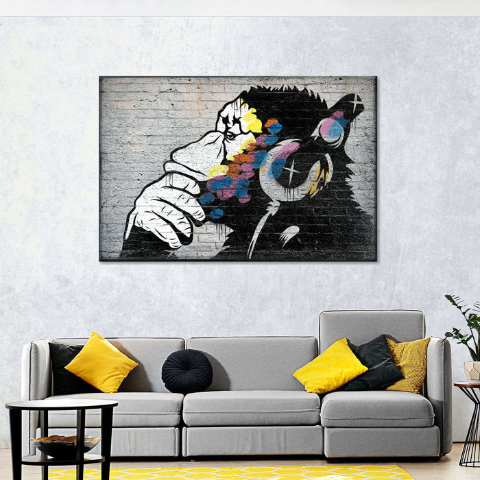 Monkey Wearing Headphones Wall Art