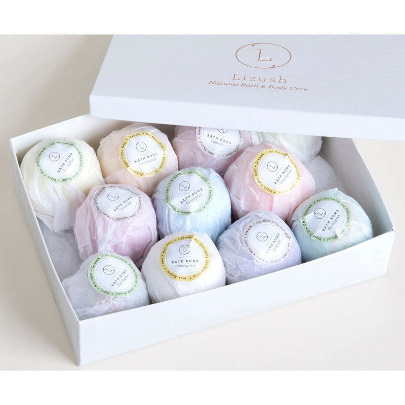 Lizush 11 Bath Bombs Gift Box +  one Free Bomb to make 12 !! BATH BOMBS & SHOWER STEAMERS