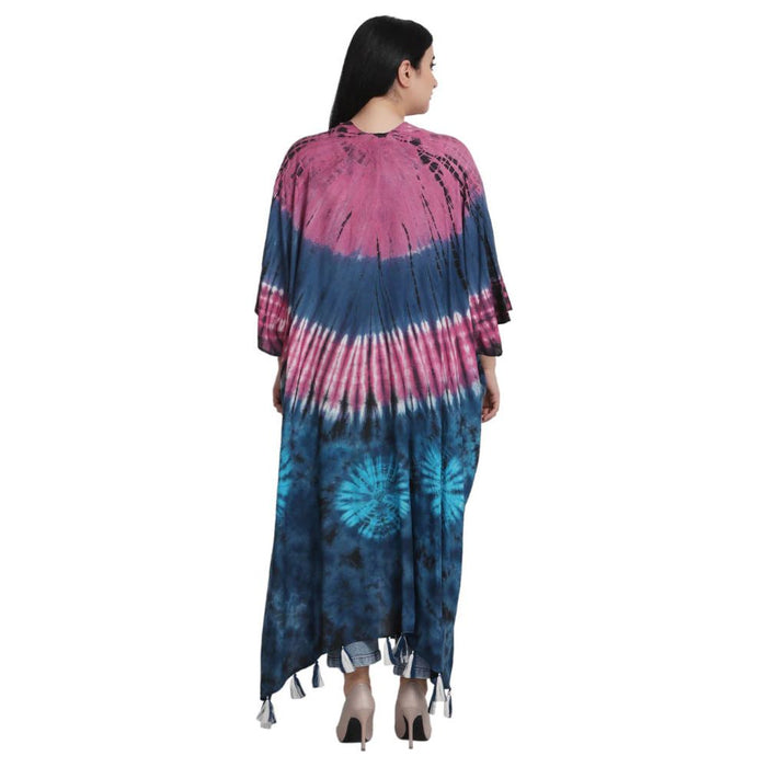 Threddies Long Tie Dye Kimono Robe With Tassels