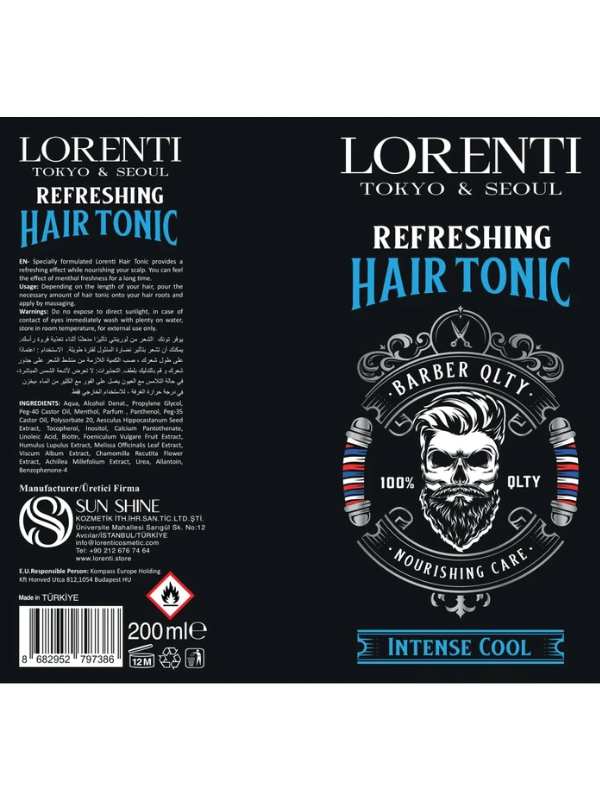 Vip Barber Supply Lorenti Hair Tonic 200ml - Revitalize and Strengthen Your Hair Hair Tonic Black