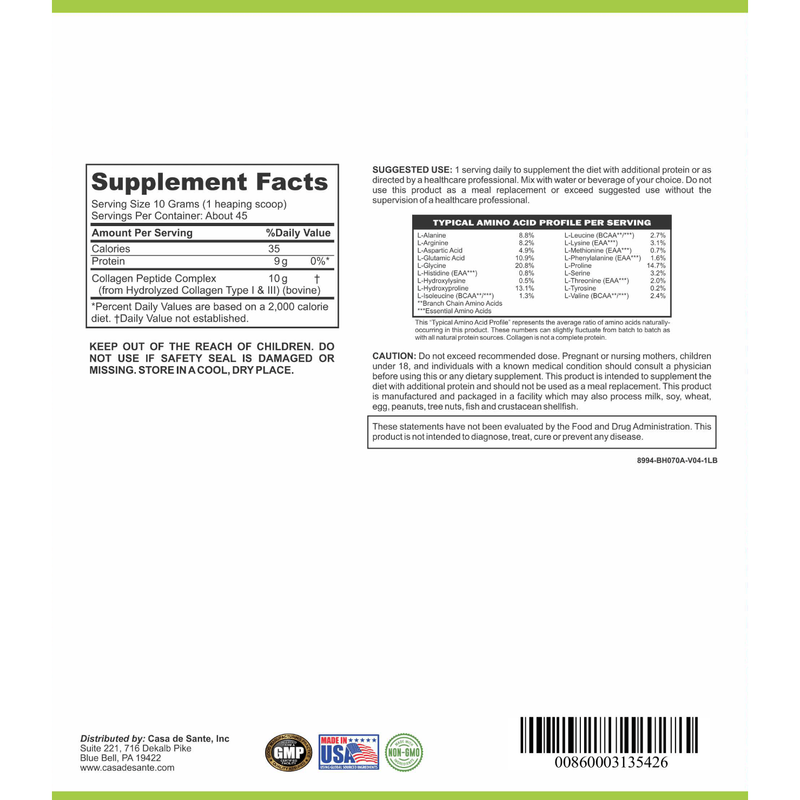 casa de sante Collagen Peptides MD PhD Formulated Gut Friendly Low FODMAP Digestive Support Supplements