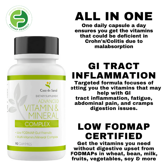 Low FODMAP Vitamin & Mineral Gummies for IBS, SIBO, IBD, Crohn's, Colitis & Malabsorption, Gut Friendly, No Bloating, Low FODMAP Certified