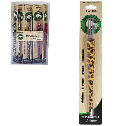 VIP Extensions LQQKS ANIMAL PRINT HANDLE DREADLOCK CROCHET TRIPLE NEEDLE .75
