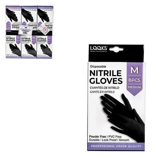 VIP Extensions LQQKS NITRILE GLOVE 8PC/PK Medum Salon Supplies