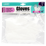 VIP Extensions LQQKS Vinyl Gloves 4 pc Salon Supplies White Smoke Large