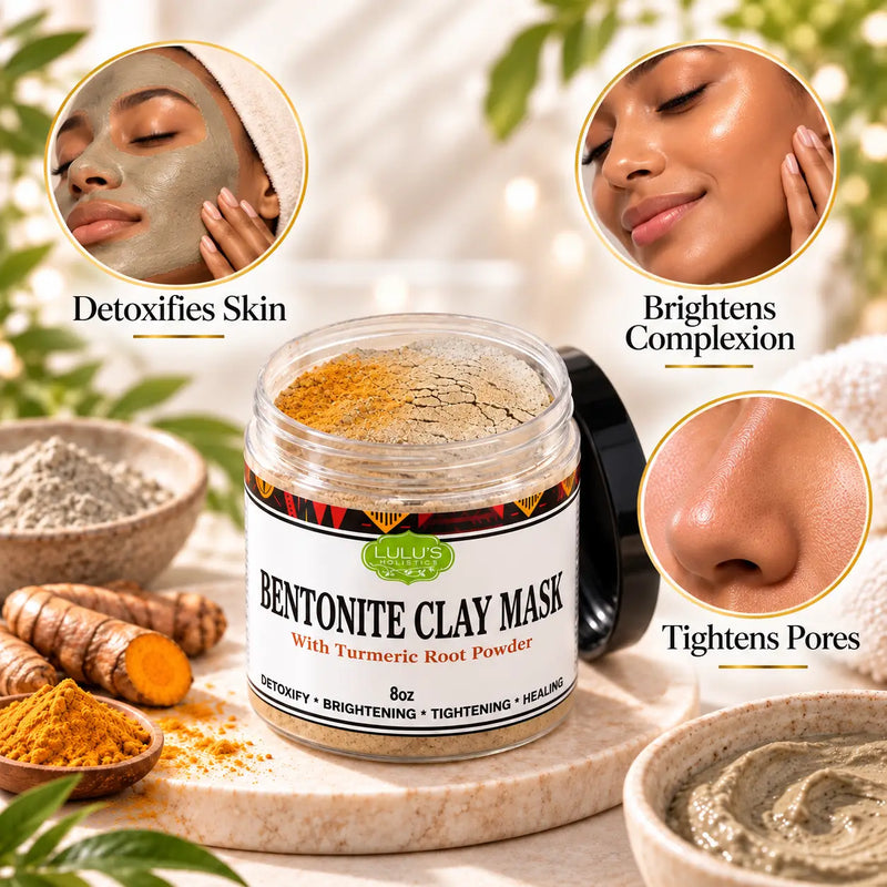Lulu’s Holistics Lulu's Holistics Turmeric & Bentonite Clay Clarifying Detox Mask (8oz) clay mask Antique White 1-Jar,2-Pack,3-Pack