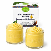 Lulu’s Holistics Almond Coconut Glowing Whipped Body Butter with Raw African Yellow Shea Base Lotion & Moisturizer White Smoke Cedarwood / 2-Pack