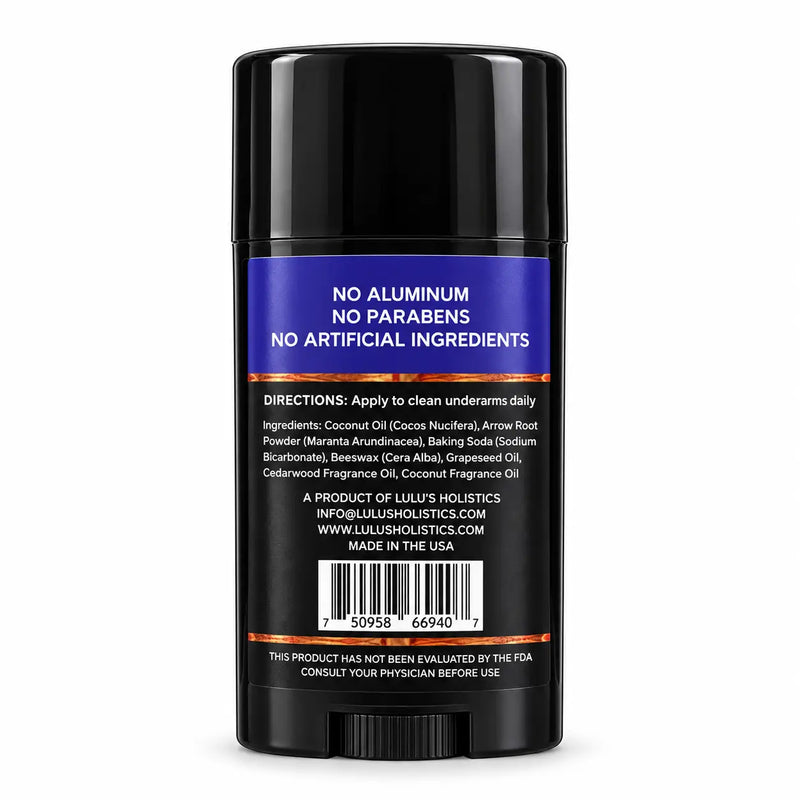 Lulu’s Holistics Cedarwood Coconut Deodorant – Natural Odor Protection Deodorant Black 1 (2.65oz tube),2 (2.65oz tubes),3 (2.65oz tubes),4 (2.65oz tubes)