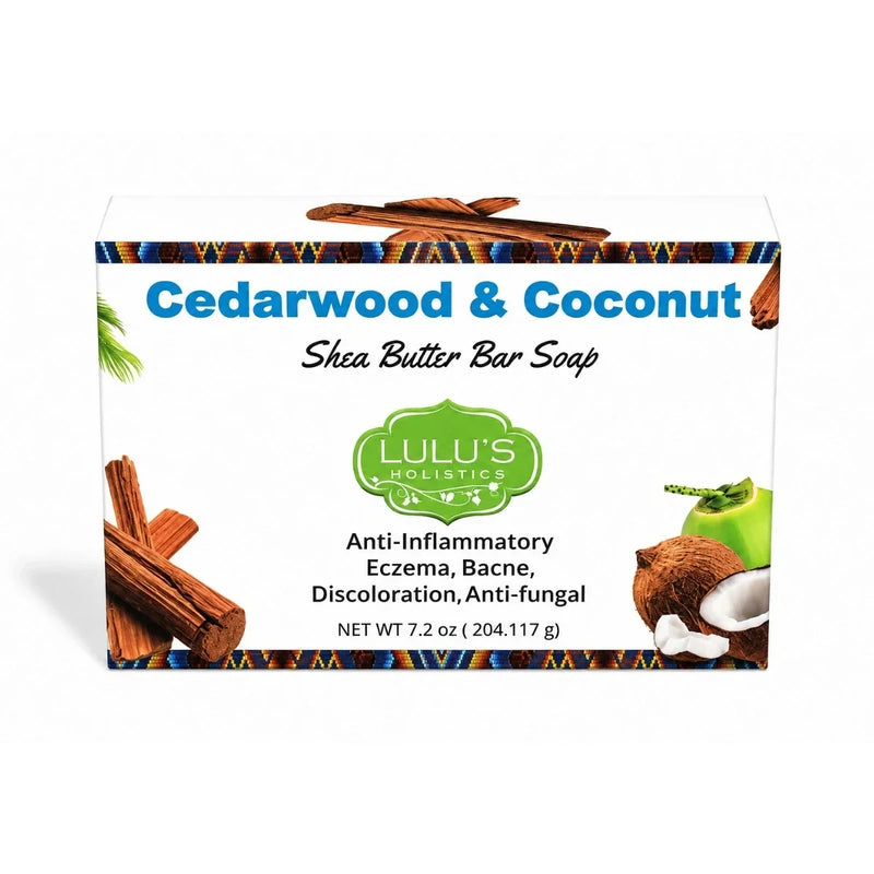 Lulu’s Holistics Cedarwood Coconut Shea Butter Bar Soap – Balancing Cleanse Bar soap White Smoke Cedarwood / 1 Bar,Cedarwood / 3-Pack,Cedarwood / 6-Pack,Cedarwood / 10-Pack,Cedarwood / 20-Pack,Coconut / 1 Bar,Coconut / 3-Pack,Coconut / 6-Pack,Coconut / 10-Pack,Coconut / 20-Pack,Eucalyptus / 1 Bar,Eucalyptus / 3-Pack,Eucalyptus / 6-Pack,Eucalyptus / 1