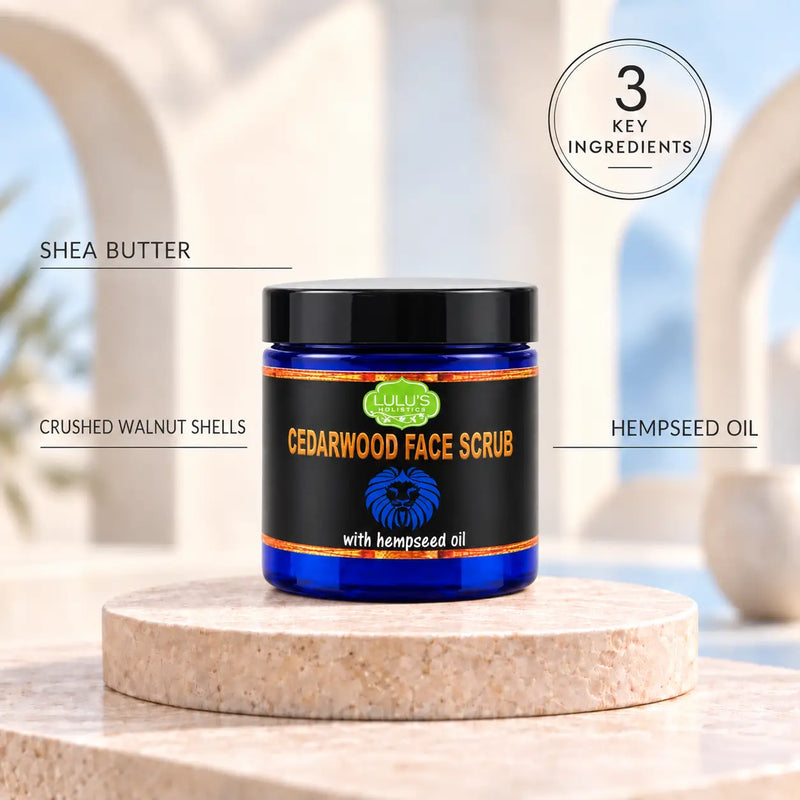 Lulu’s Holistics Cedarwood Face Scrub – Exfoliating Cleanser for Men facial scrub Seashell 1 (4oz jar),2 (4oz jars),3 (4oz jars),4 (4oz jars)