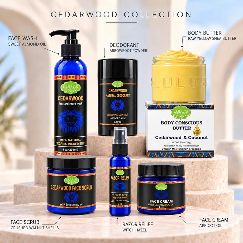 Lulu’s Holistics Holistics Men’s Box – Complete Cedarwood Face, Body & Grooming Set mens grooming set Antique White