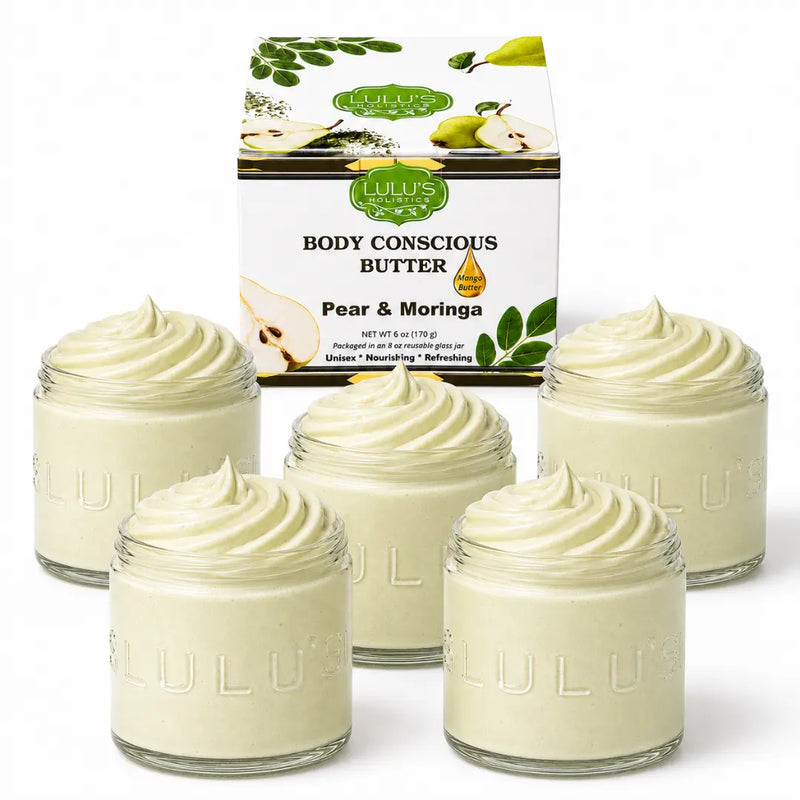 Lulu’s Holistics Tea Tree Whipped Body Butter – Clarifying Moisture & Soft Skin Lotion & Moisturizer White Smoke Pear / 5-Pack