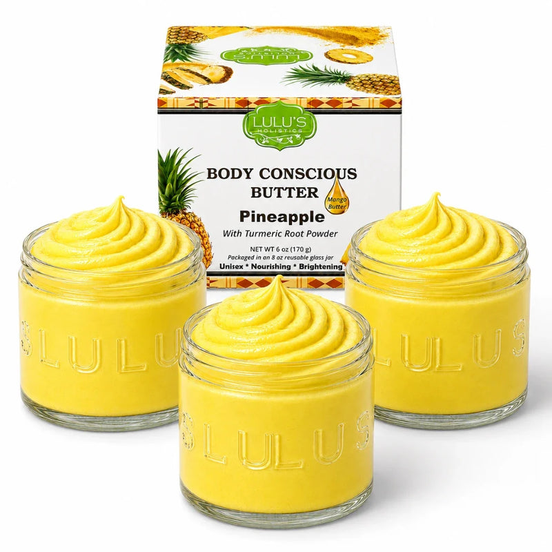 Lulu’s Holistics Lavender Glowing Whipped Body Butter with Raw African Yellow Shea Base Lotion & Moisturizer White Smoke Pineapple / 3-Pack