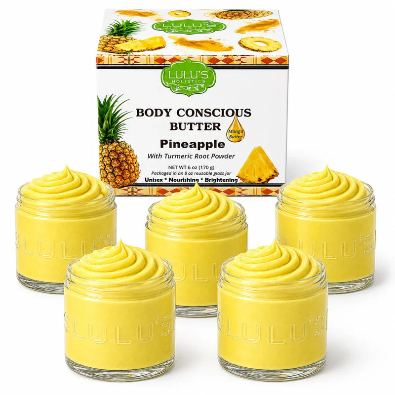 Lulu’s Holistics Rosewater Whipped Body Butter – Hydrating, Skin-Softening Care Lotion & Moisturizer White Smoke Pineapple / 5-Pack