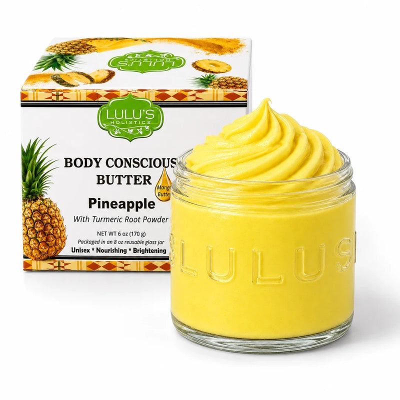 Lulu’s Holistics Lavender Glowing Whipped Body Butter with Raw African Yellow Shea Base Lotion & Moisturizer White Smoke Pineapple / 1-Jar