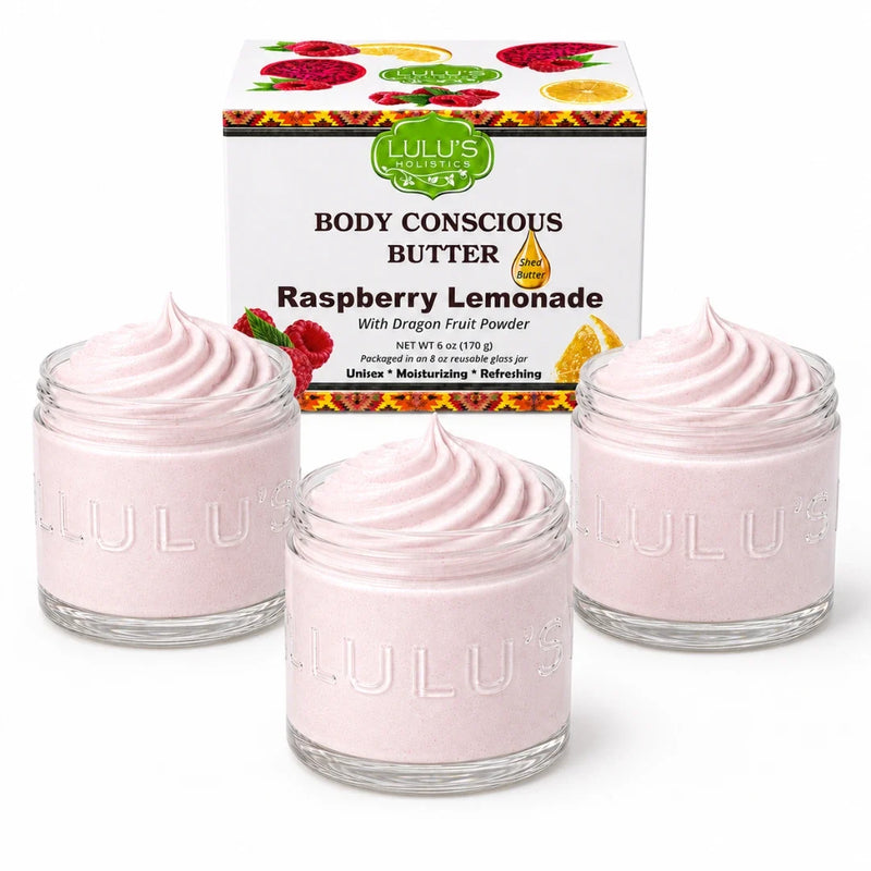 Lulu’s Holistics Lavender Glowing Whipped Body Butter with Raw African Yellow Shea Base Lotion & Moisturizer White Smoke Raspberry / 3-Pack