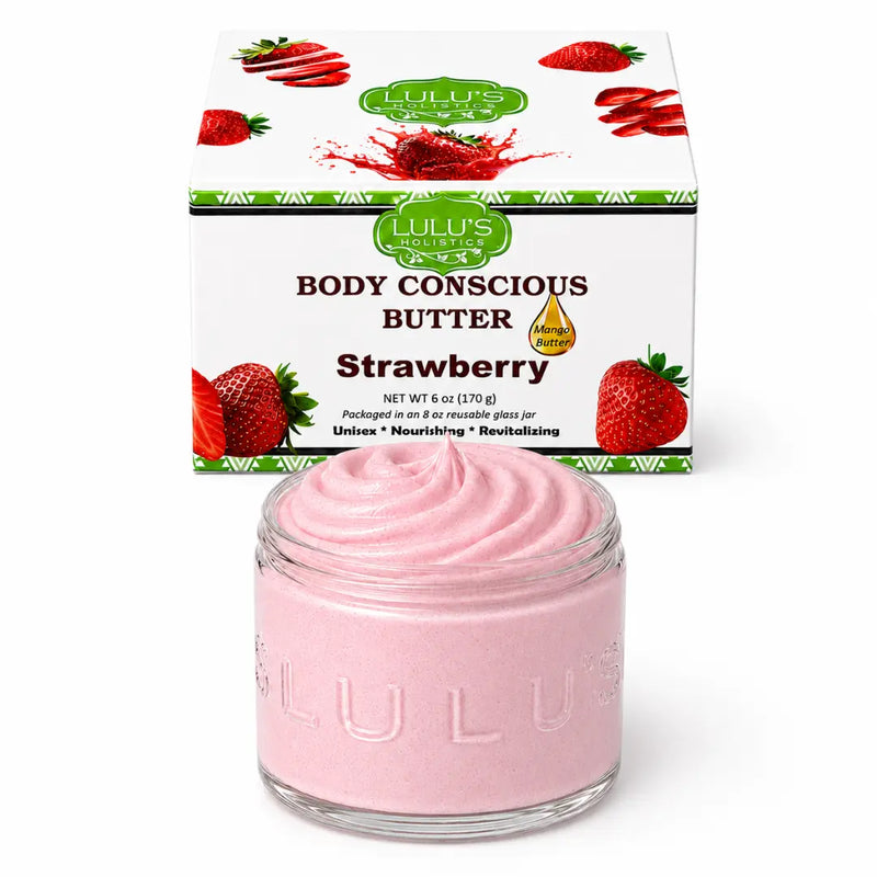 Lulu’s Holistics Lavender Glowing Whipped Body Butter with Raw African Yellow Shea Base Lotion & Moisturizer White Smoke Strawberry / 1-Jar