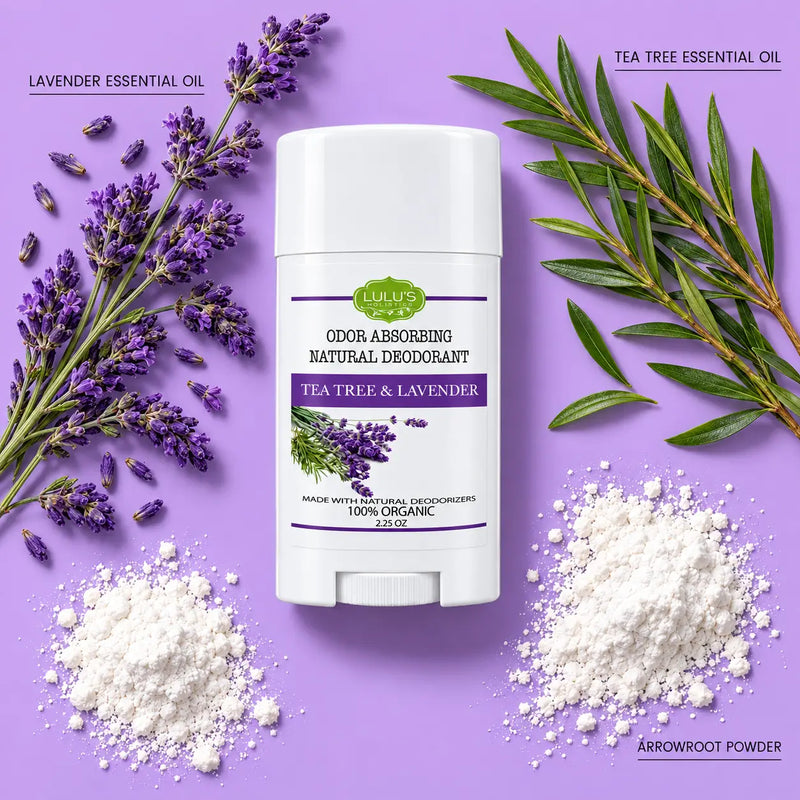 Lulu’s Holistics Tea Tree & Lavender Deodorant – Natural Odor Protection Deodorant Plum 1 (2.65oz tube),2 (2.65oz tubes),3 (2.65oz tubes),4 (2.65oz tubes)