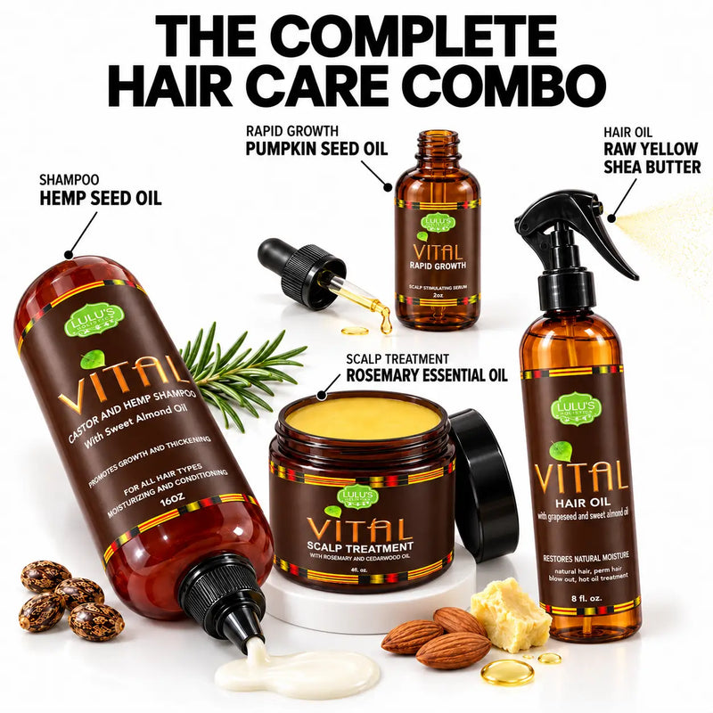 Lulu’s Holistics Vital Hair Growth System – Shampoo, Hair Oil, Rapid Growth & Scalp Care hair treatment White Smoke