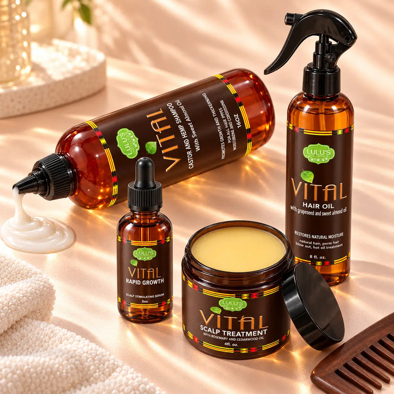 Lulu’s Holistics Vital Hair Growth System – Shampoo, Hair Oil, Rapid Growth & Scalp Care hair treatment Peach Puff