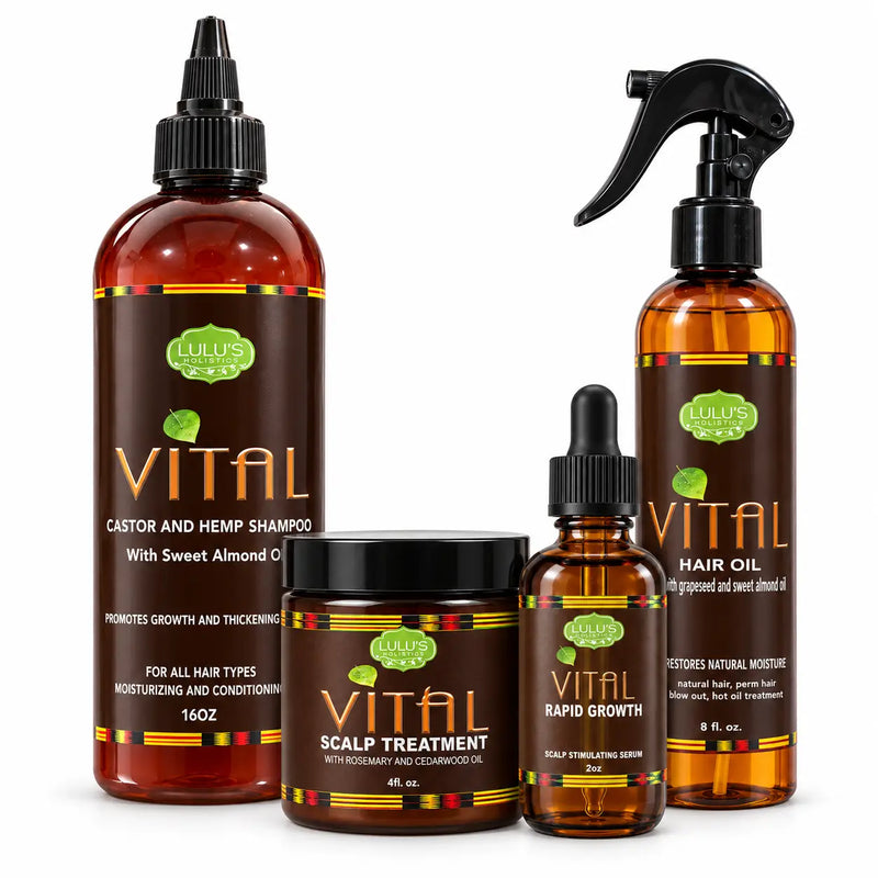 Lulu’s Holistics Vital Hair Growth System – Shampoo, Hair Oil, Rapid Growth & Scalp Care hair treatment White Smoke