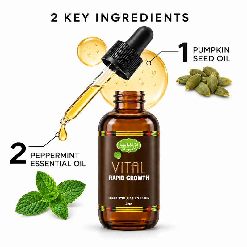 Lulu’s Holistics Vital Rapid Growth – Strengthening Serum for Thinning Hair & Locs hair treatment White Smoke 1 (2oz bottle),2 (2oz bottles),3 (2oz bottles),4 (2oz bottles)