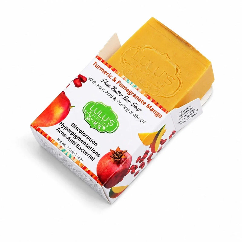 Lulu’s Holistics Turmeric & Lavender Shea Butter Bar Soap – Calming Brightening Cleanse Bar soap White Smoke Pomegranate / 1 Bar