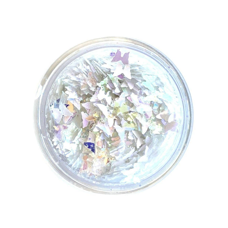 Lunautics Dolly - White Iridescent Chunky Glitter with Butterflies Chunky Glitter