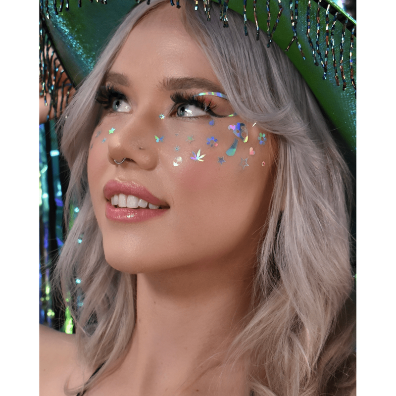 Lunautics Rave Day Silver Holographic Face Decal Stickers Face Decal