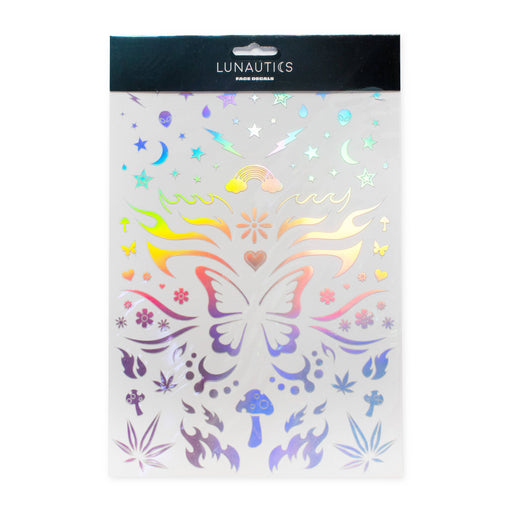 Lunautics Rave Day Silver Holographic Face Decal Stickers Face Decal