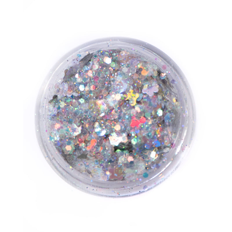 Lunautics Social Butterfly - Holographic Silver Glitter with Butterflies Chunky Glitter