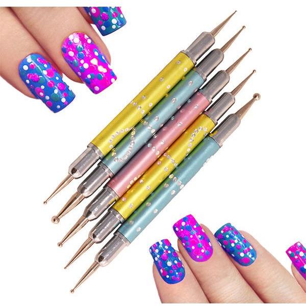 minimanimoo Luxury Dotting Tools 5 Pc Nail Brushes/tools
