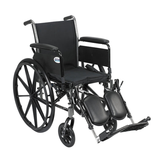 RIO Medical Supplies Cruiser III Light Weight Wheelchair with Flip Back Removable Arms, Full Arms, Elevating Leg Rests, 16" Seat