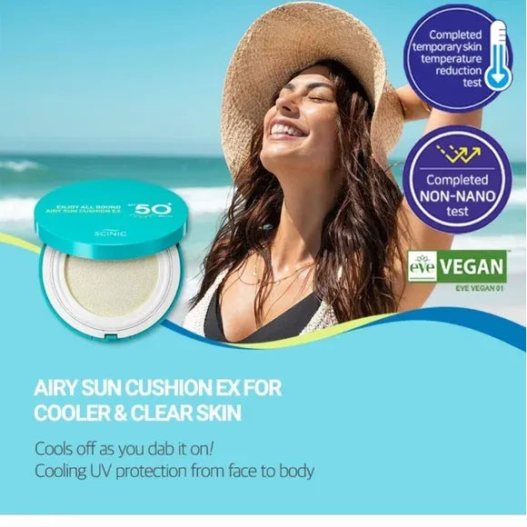 AsiaBeautyMall SCINIC Enjoy All Round Airy Sun Cushion SPF 50+ PA++++ Sunscreen