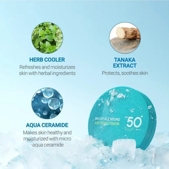 AsiaBeautyMall SCINIC Enjoy All Round Airy Sun Cushion SPF 50+ PA++++ Sunscreen