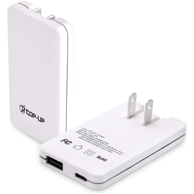 Top-Up Ultra-Slim 30W Flat Dual Port USB Charger