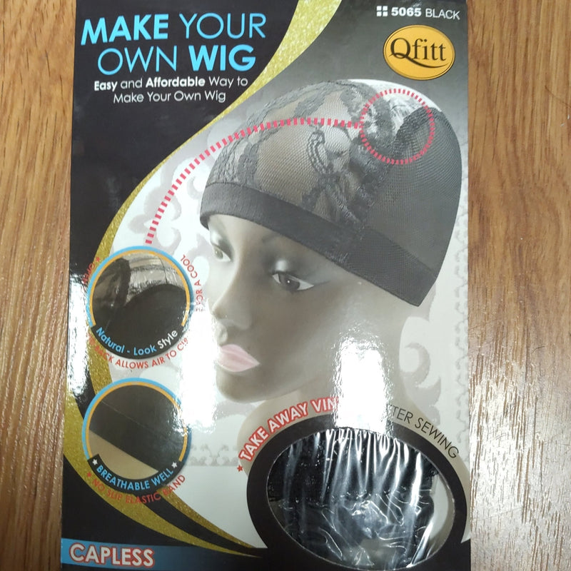 VIP Extensions Make your Own Wig Qfitt 5065 Black Capless Wig Cap Hair Extension Accessories