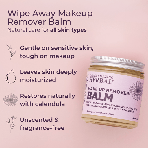 Ora's Amazing Herbal Make Up Remover Balm with Calendula, Fragrance Free Makeup Removers Thistle Jar 4 oz,Jar 1 oz