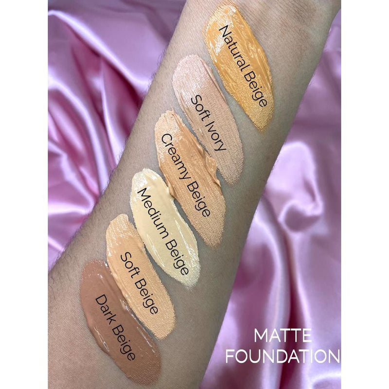 Prolux Cosmetics Lightweight Matte Foundation face foundation Dim Gray 1 Natural Beige,2 Soft Ivory,3 Creamy Beige,4 Medium Beige,5 Soft Beige,6 Dark Beige,11 Golden Neutral,12 Nude Fair,13 Honey,14 Honey Fair,15 Golden Dark,16 Spiced Almond