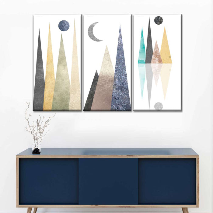 Geometric Mountain Scene Wall Art