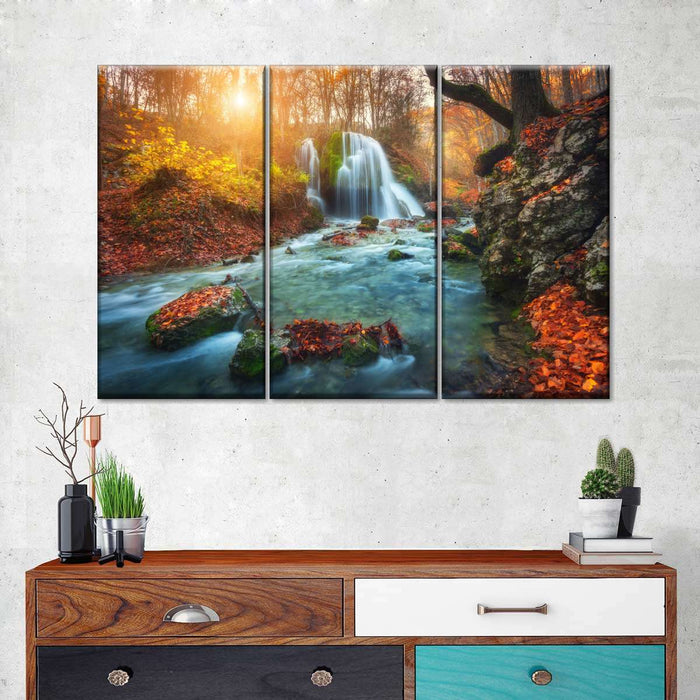 Autumnal Forest Waterfall Wall Art