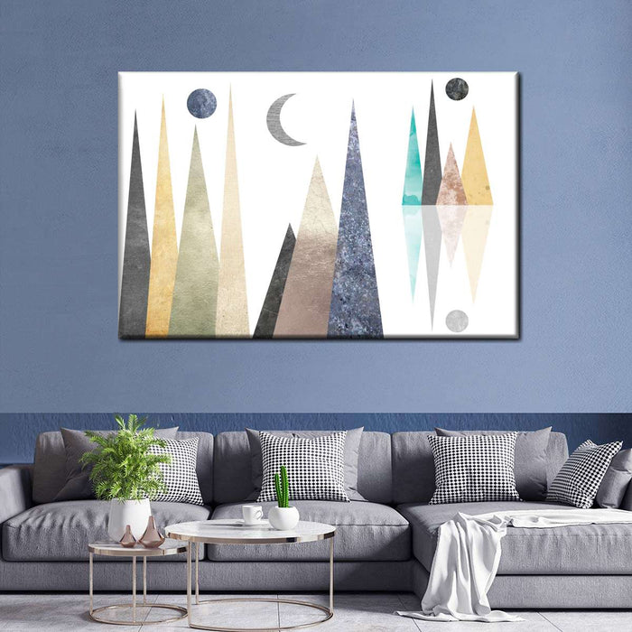 Geometric Mountain Scene Wall Art