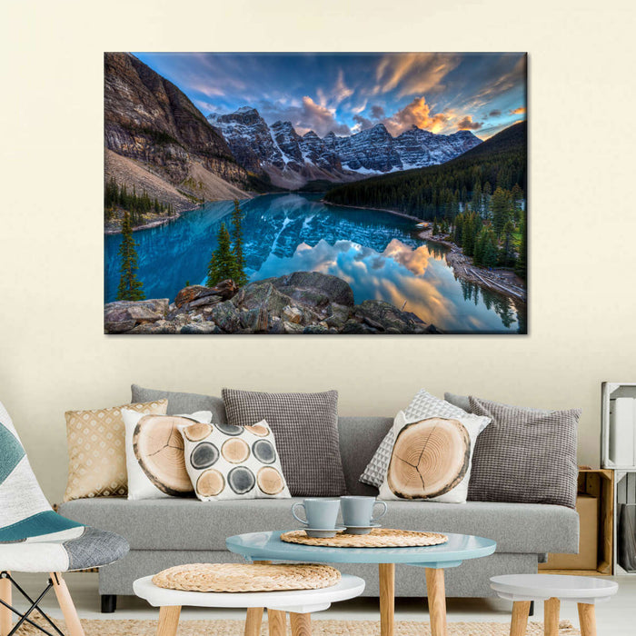 Moraine Lake Sunset Wall Art