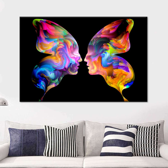 Abstract Butterfly Faces Wall Art