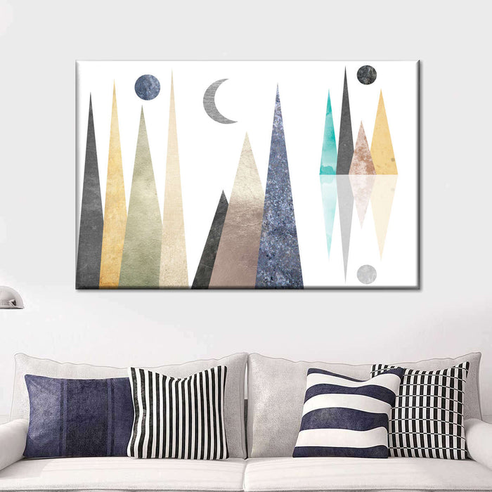 Geometric Mountain Scene Wall Art