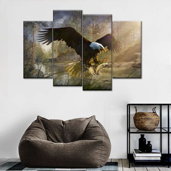 Bald Eagle Catching Fish Wall Art