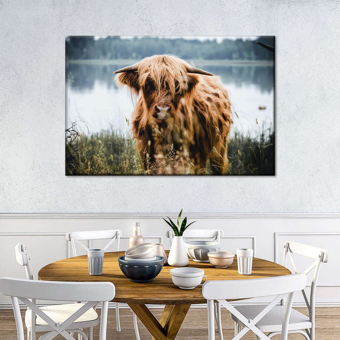 Lakeside Highland Cow Wall Art