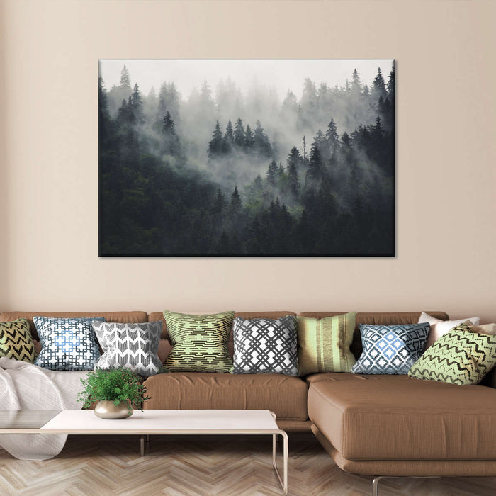 Misty Forest Mountain Wall Art