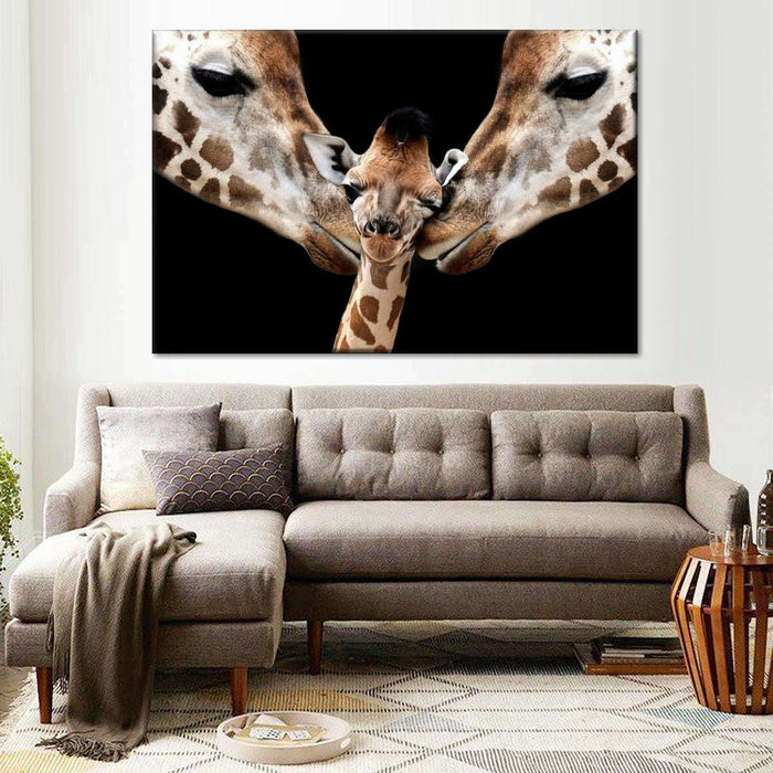 Happy Giraffe Family Wall Art