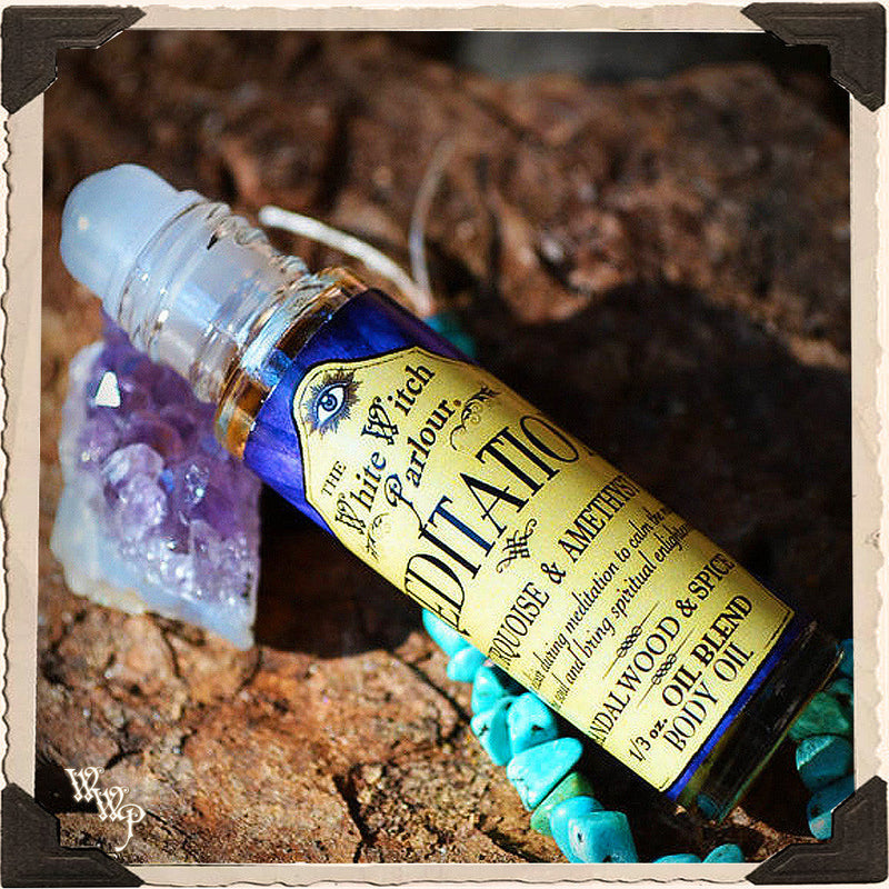 WhiteWitchParlour.com MEDITATION Elixir 1/3oz. Body Oil Rollon. For Wisdom, Peace & Spiritual Enlightenment. aromatherapy, perfume, oils